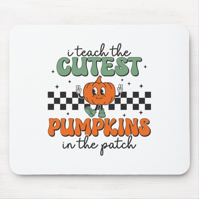 I Teach The Cutest Pumpkins In The Patch Retro Tea Mouse Mat (Front)