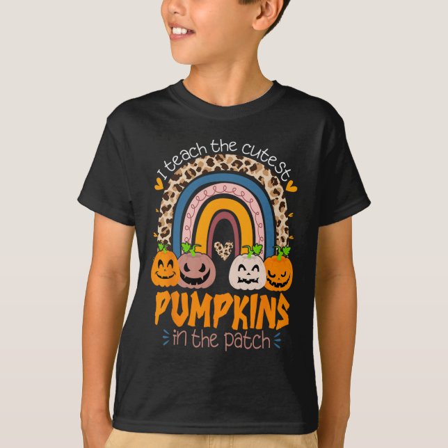 I Teach The Cutest Pumpkins In The Patch Retro Tea T-Shirt (Front)