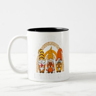 I Teach The Cutest Turkeys Teacher Gnome Autumn Th Two-Tone Coffee Mug
