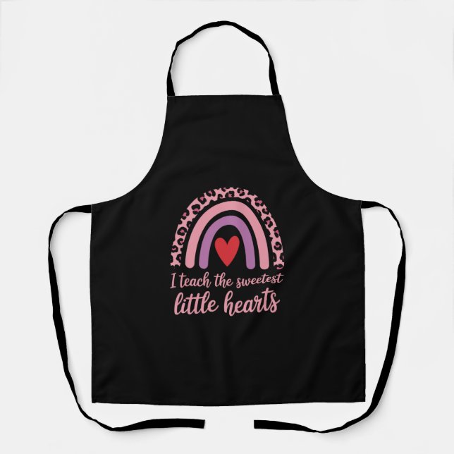 I Teach The Sweetest Hearts Rainbow Teacher  Apron (Front)