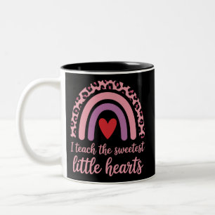 I Teach The Sweetest Hearts Rainbow Teacher  Two-Tone Coffee Mug