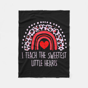 I Teach The Sweetest Hearts Rainbow Teacher Valent Fleece Blanket