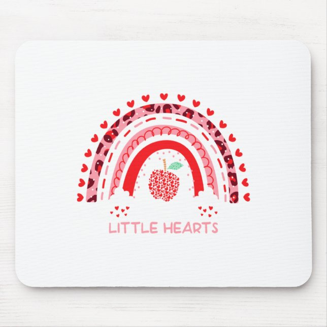 I Teach The Sweetest Hearts Rainbow Teacher Valent Mouse Mat (Front)