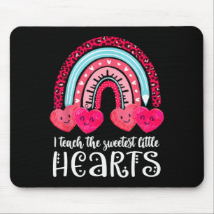 I Teach The Sweetest Hearts Rainbow Teacher Valent Mouse Mat