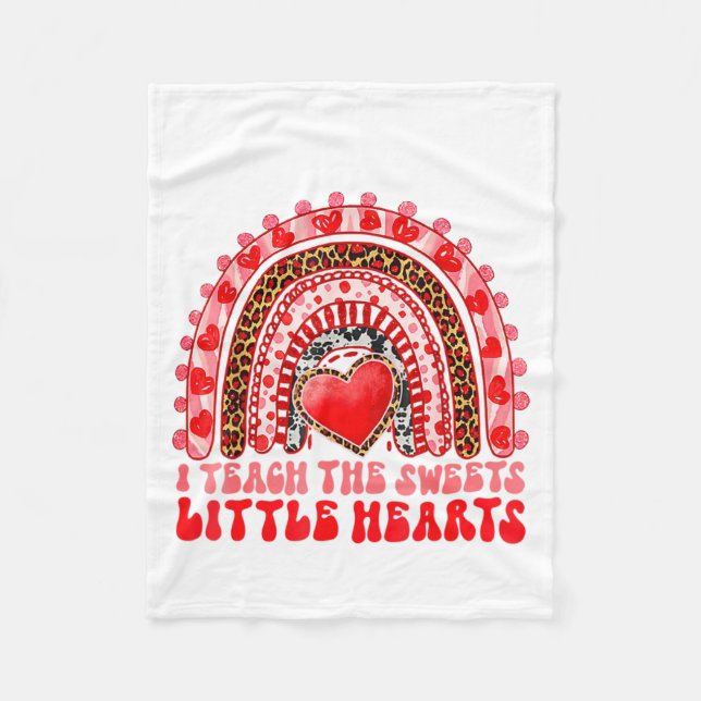 I Teach The Sweetest Little Heart Funny Valentine  Fleece Blanket (Front)