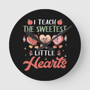 I Teach The Sweetest Little Heart Round Clock