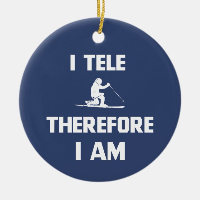I Tele Therefore I Am Ceramic Tree Decoration (Front)