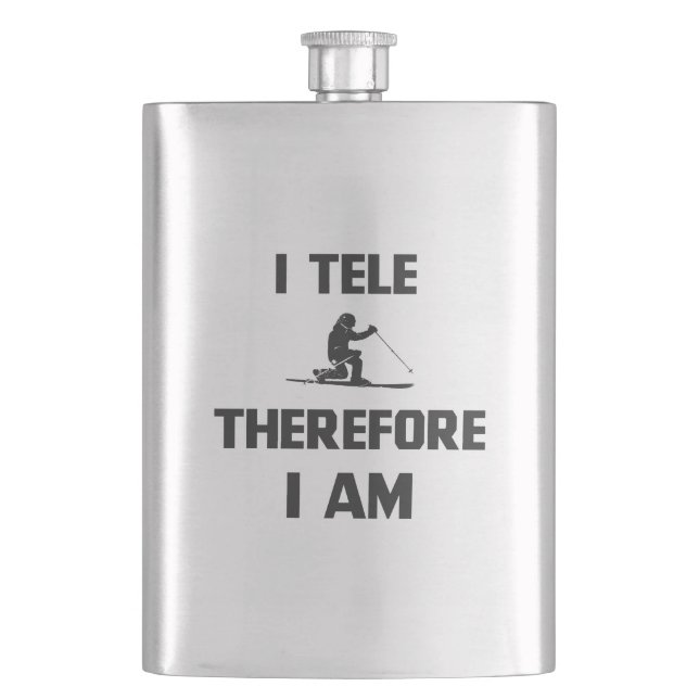 I Tele Therefore I Am Hip Flask (Front)