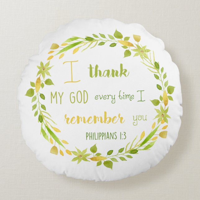 I thank my God Philippians Christian Bible Pillow (Front)