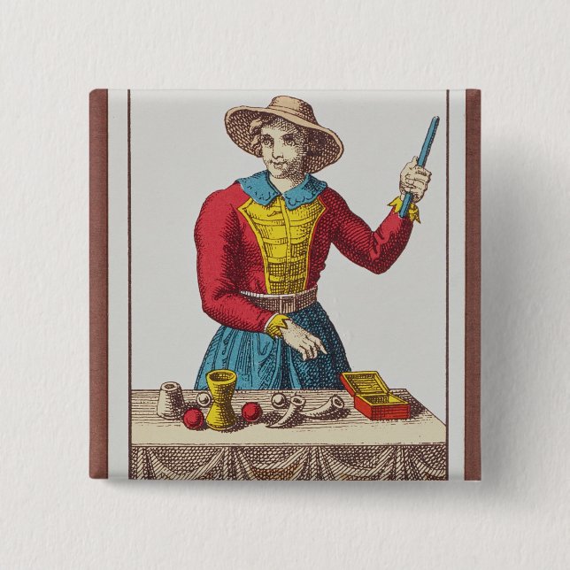 I The Magician, seven tarot cards 15 Cm Square Badge (Front)