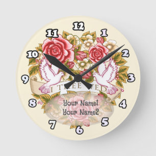 I Thee Wed wedding  clock