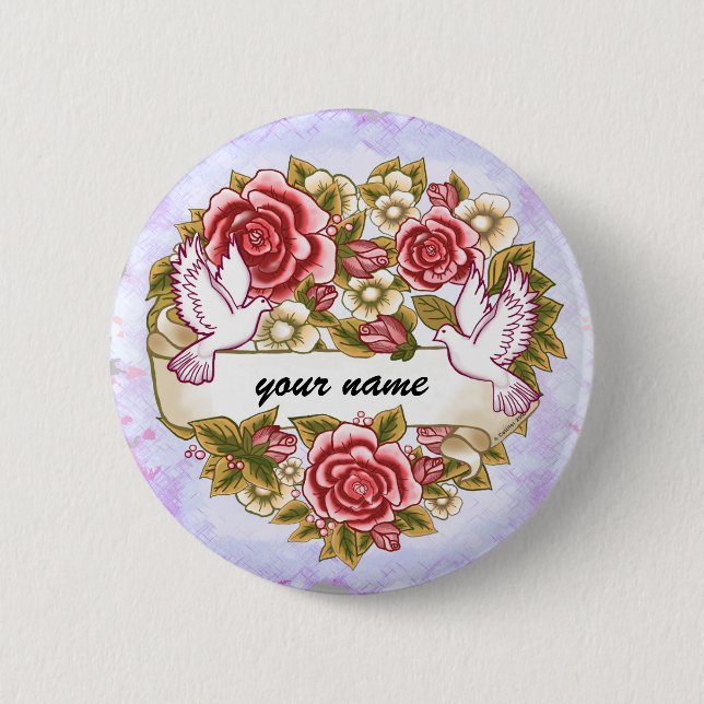 I Thee Wed Wedding Heart  button (Front)