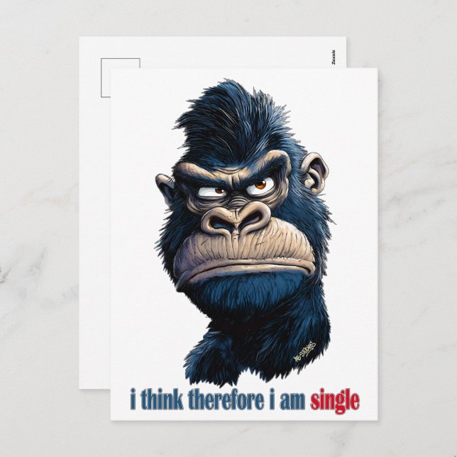 i think therefore i am single holiday postcard (Front/Back)