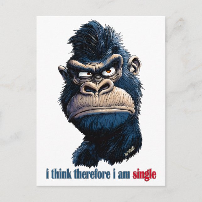 i think therefore i am single postcard (Front)