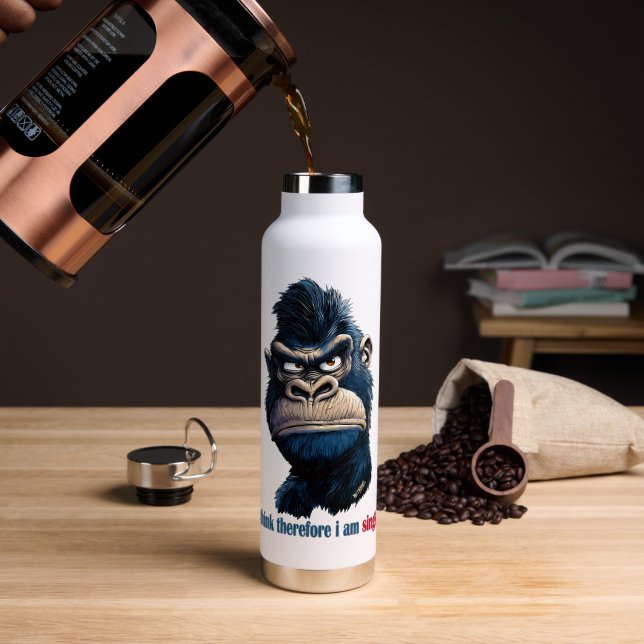 i think therefore i am single water bottle (Coffee (Rotated))