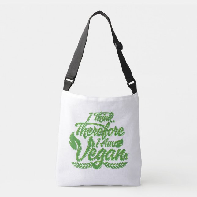 I Think, Therefore I Am Vegan Crossbody Bag (Front)