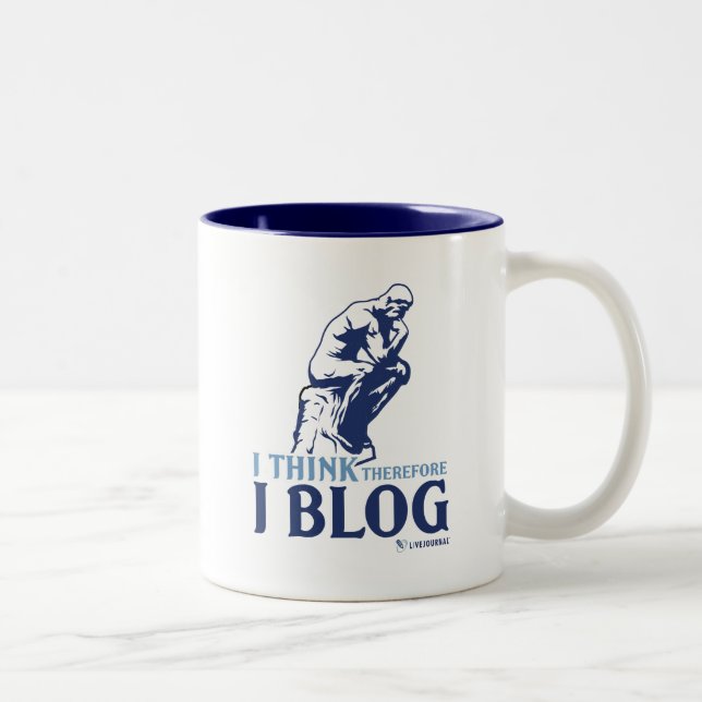 I Think, Therefore I Blog Two-Tone Coffee Mug (Right)