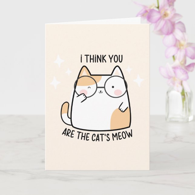 I think you are the cat's meow pink Valentines day Card (Orchid)