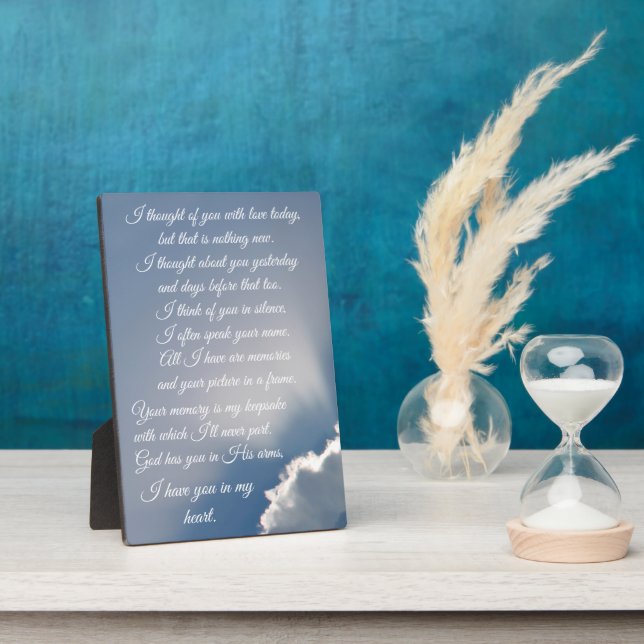 I Thought of You with Love Remembrance Poem Plaque (Side)