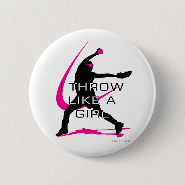 I Throw like a Girl Pink Softball 6 Cm Round Badge (Front)