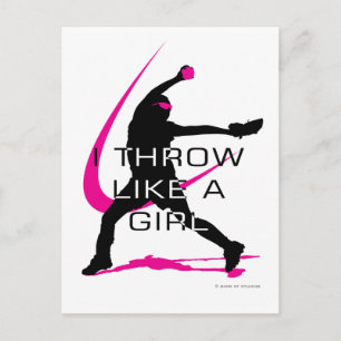 I Throw like a Girl Pink Softball Postcard