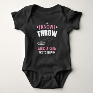 I Throw Like A Girl Try To Keep Up Disc Golf Baby Bodysuit