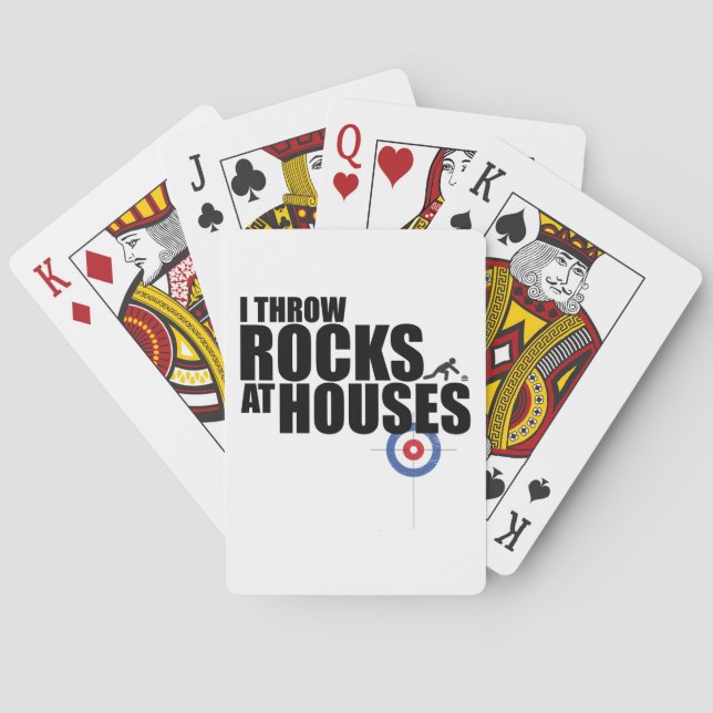 I throw rocks at houses curling playing cards (Back)