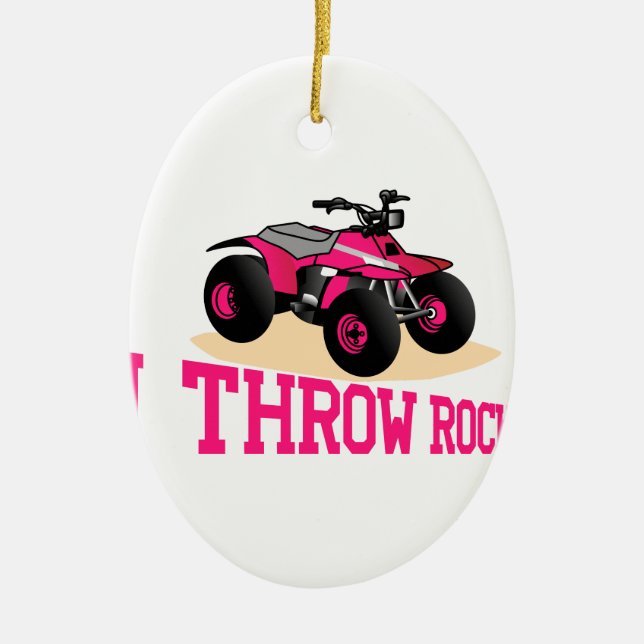 I Throw Rocks Ceramic Tree Decoration (Front)