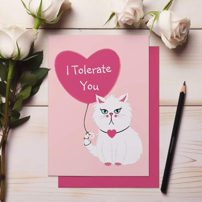 I Tolerate You Sarcastic Cat Valentine's Day  Holiday Card (Creator Uploaded)