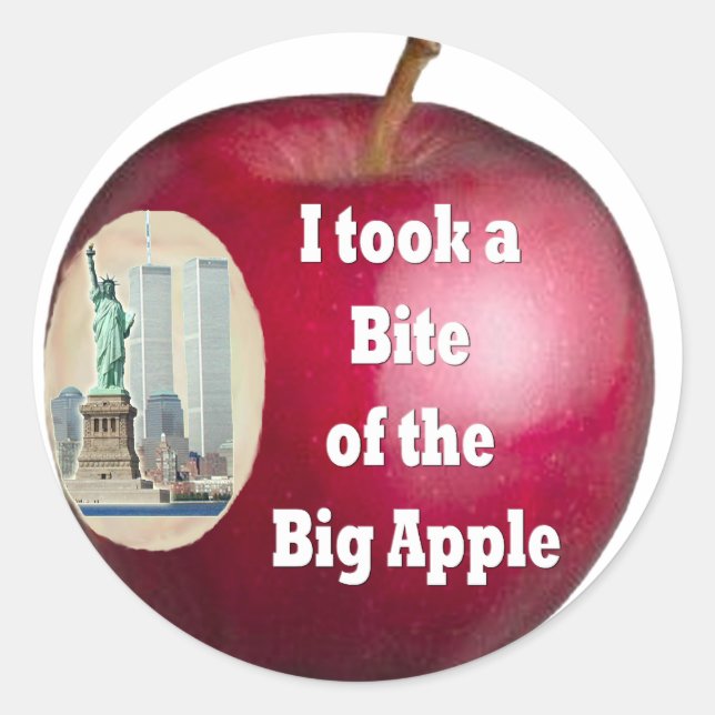 I Took a Bite out of the Big Apple; by Rossouw Classic Round Sticker (Front)
