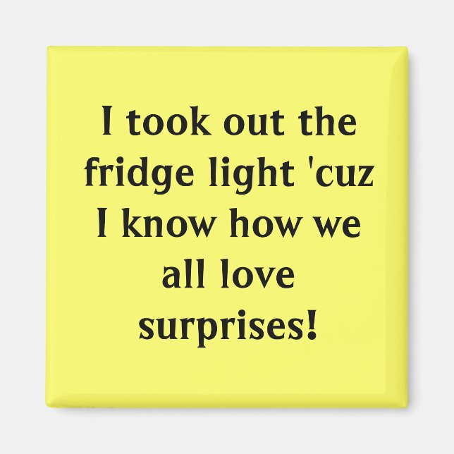 I took out the fridge light 'cuz I know how we ... Magnet (Front)
