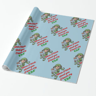 I Touch My Elf Christmas Humour Wrapping Paper