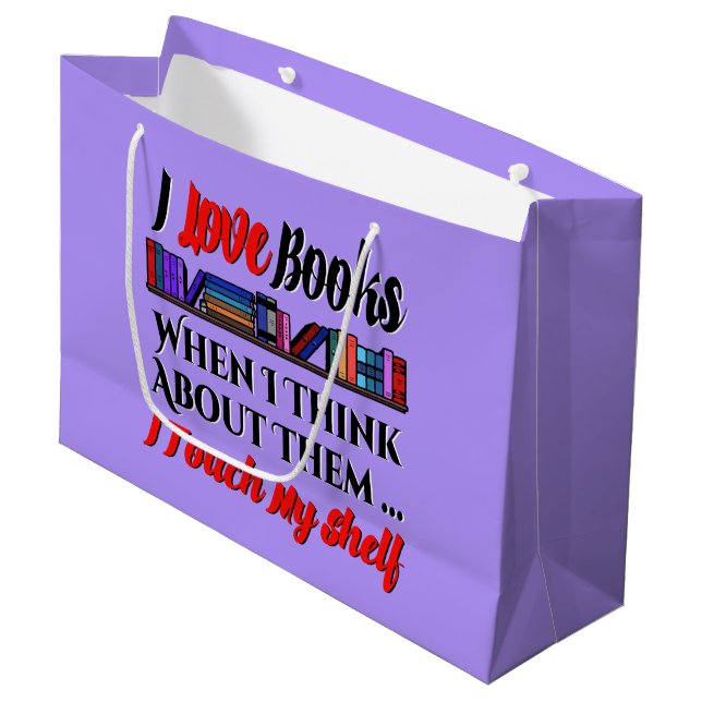 I Touch My Shelf Book Lover Humour Large Gift Bag (Front Angled)