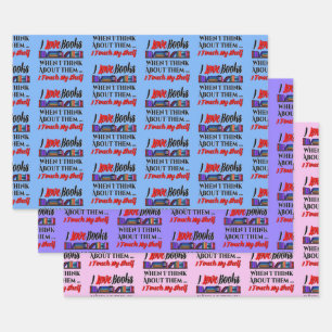 I Touch My Shelf Book Lover Humour Wrapping Paper Sheet