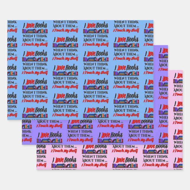 I Touch My Shelf Book Lover Humour Wrapping Paper Sheet (Set)