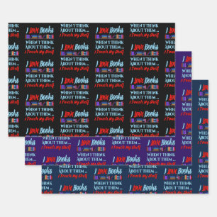 I Touch My Shelf Book Lover Humour Wrapping Paper Sheet