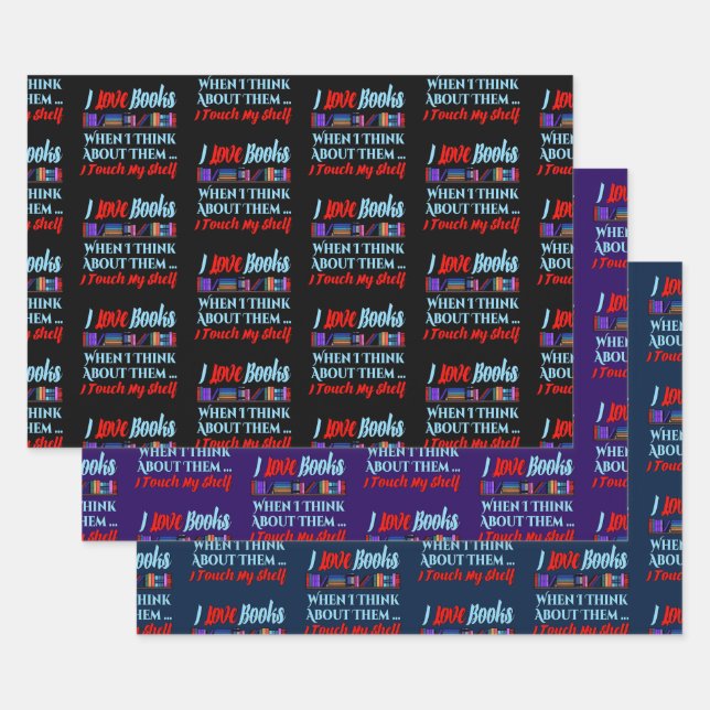 I Touch My Shelf Book Lover Humour Wrapping Paper Sheet (Set)