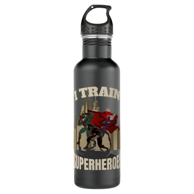 I Train Superheroes Personal Trainer Fitness Coach 710 Ml Water Bottle (Front)