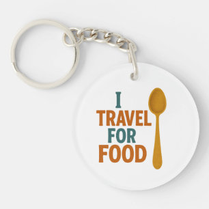 I Travel For Food – Vintage Spoon Adventure Key Ring