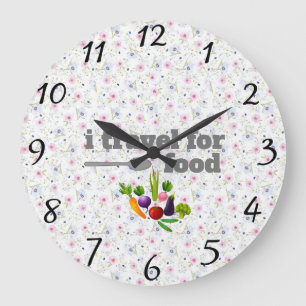 i travel for food Wall Clock