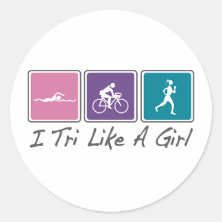 i tri like a girl (Triathlete) Classic Round Sticker