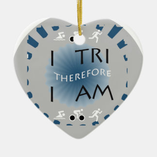 I Tri Therefore I am Triathlon Ceramic Tree Decoration