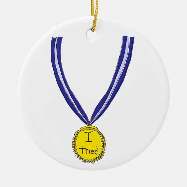 I Tried Medal Ceramic Tree Decoration (Front)