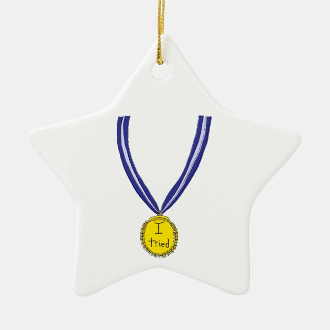 I Tried Medal Ceramic Tree Decoration (Front)