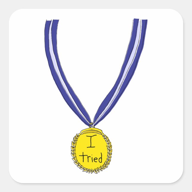 I Tried Medal Square Sticker (Front)