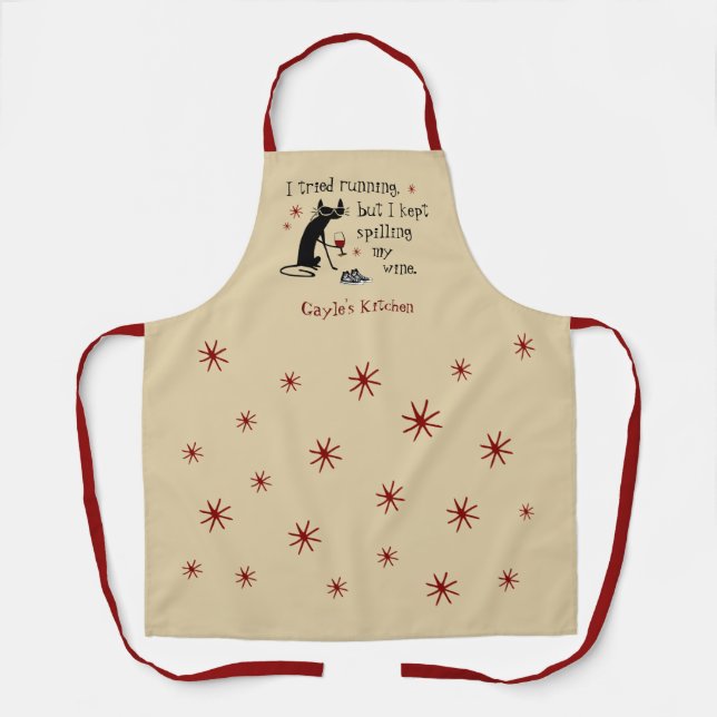 I Tried Running Funny Wine Quote Apron (Front)