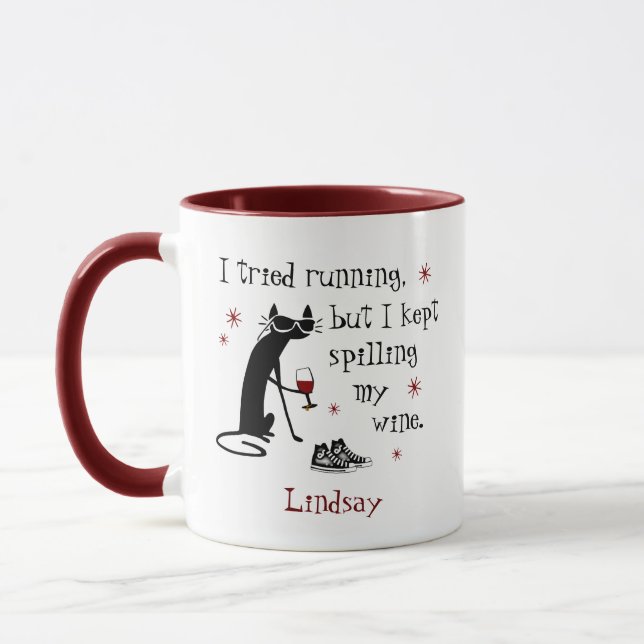 I Tried Running Funny Wine Quote Mug (Left)