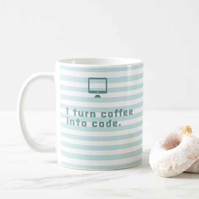 I turn coffee in to code. Programmer mug. Mug (With Donut)