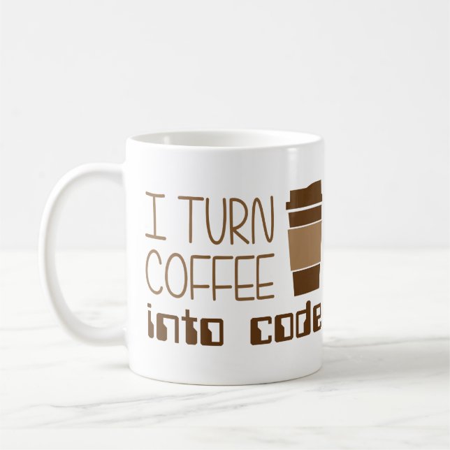I Turn Coffee Into Programming Code Coffee Mug (Left)