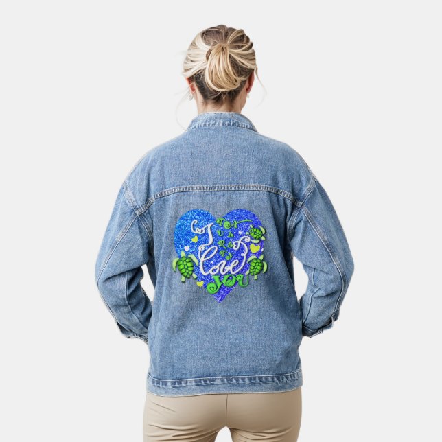 I turtally love you - Valentines Day Denim Jacket (Model)
